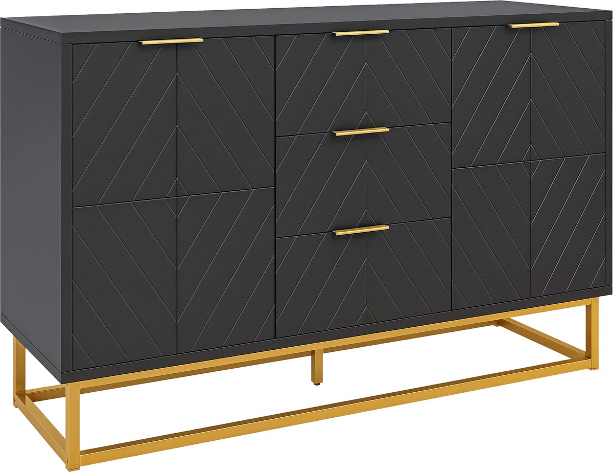HOMCOM-Dressoir-Hout-120x40x76cm-Zwart