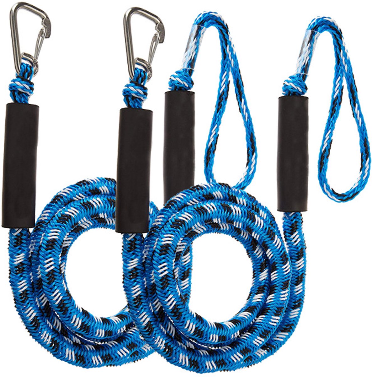 Landvast Bootuitrusting - 2 stuks - Uitrekken 1.2 - 1.7M - Flex Rope Bootuitrusting - Aanmeertouw - Docklijn met haken - Voor boten, kajak, jetski, pontoon, kano - Landvast met Haak