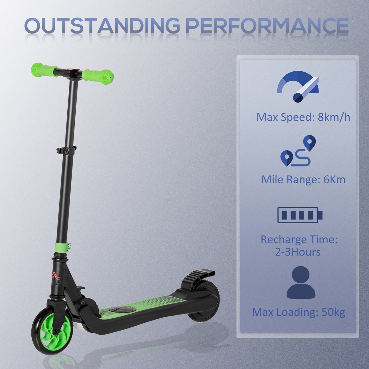 HOMCOM-E-Scooter-Verstärktes Nylon, Aluminium-71L x 36,5B x 75-80H cm-Grün+Schwarz – foto 2