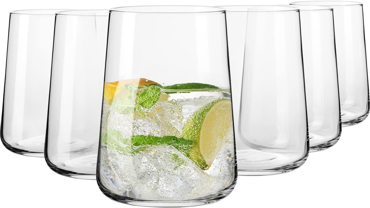 KROSNO waterglazen, dranken en sappen | Elegant design | Loodvrij glas | Set van 6 stuks | Inhoud 490 ml | Perfect voor Thuis, Restaurant en Feesten | Kunnen worden gewassen in de vaatwasser