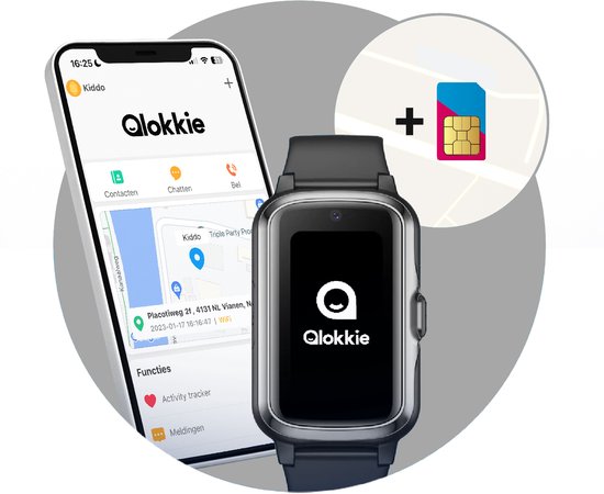 Qlokkie Kiddo Slim - GPS Horloge kind 4G - GPS Tracker - Videobellen Qlokkie Kiddo Slim - GPS Horloge kind 4G - GPS Tracker - Videobellen