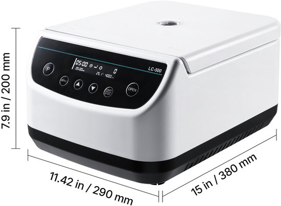 Laboratorium Centrifuge - Tafelmodel - RCF 100-1900 x g - Instelbaar 500-4000 rpm - Met rotor voor 2/5/10/15 ml buizen - Laag geluidsniveau - Voor laboratoriumexperimenten van Merkloos — afbeelding 2