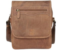 NUBA Schoudertas Leren tas Hunter - crossbodytas 100% Leer - Nature 3337 - Buffelleer tas middelgroot - Bruin Cognac