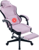 VDD Gaming - Gamestoel met massagefunctie en voetsteun - Gaming chair in de kleur Roze - Game stoel met nekkussen & verstelbaar rugkussen - Ergonomische bureaustoel met padded armsteunen - Max draagvermogen 150 kg - Verstelbare ruggensteun