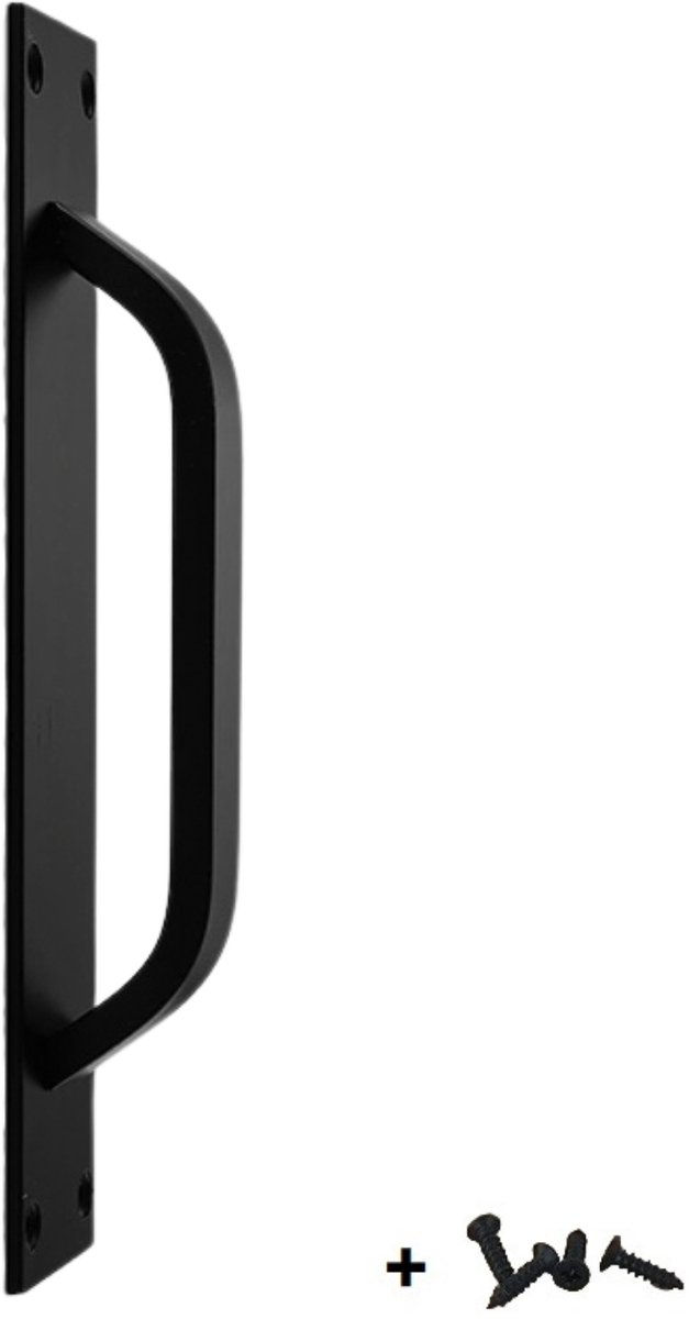 Zwarte Schuifdeurgreep 20 cm – Inclusief Schroeven – Metalen Handgreep voor Deur, Kast, Meubel of Keuken – Stevig Deurbeslag