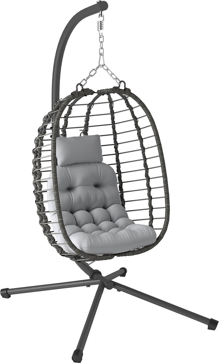 Outsunny-Rotan schommelstoel-Gevlochten hars-122x104x188cm-Grijs