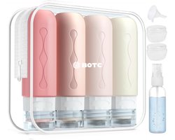 BOTC Reisflesjes met Etui - 90ml Siliconen Reisflacons - Reisaccessoires - Cosmetica Potjes - Reis Flesjes