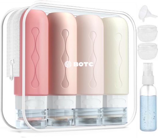 Foto: Botc reisflesjes met etui 90ml siliconen reisflacons reisaccessoires cosmetica potjes reis flesjes