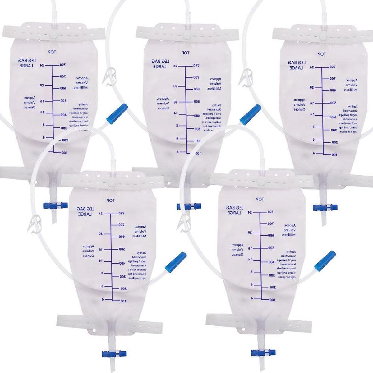 Allecto Plus - Urinezakjes 750 ml voor urineafscheiding met slang en ventiel - 5 stuks