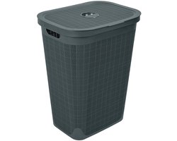 Wasmand 'Hessian' met deksel - 60 Liter - Box - Antraciet - Ventilatie