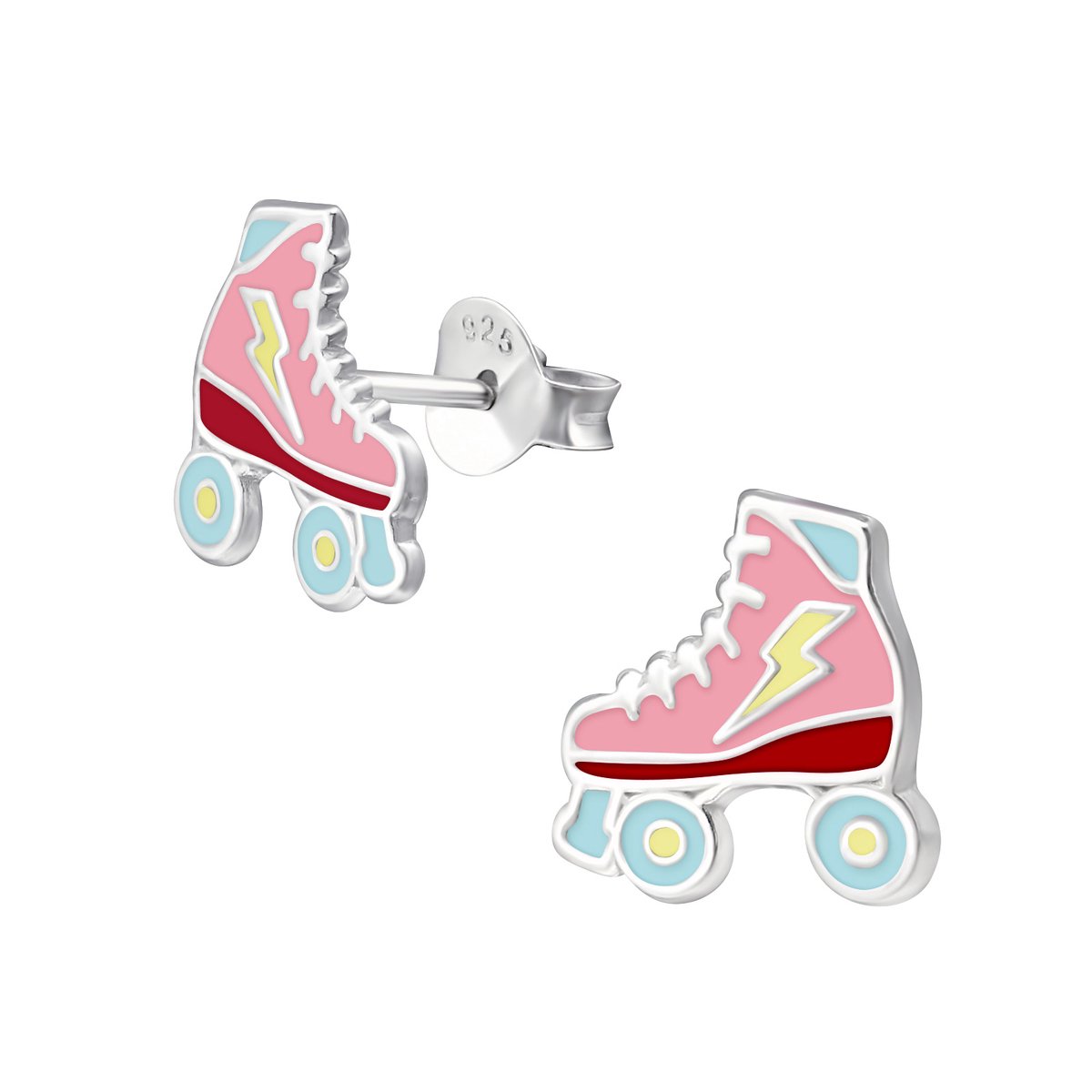 Oorbellen meisje - rolschaatsen - zilver - roze