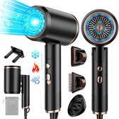Sèche-cheveux - Sèche-cheveux Ions - Pliable - Sèche-cheveux à séchage rapide - 2400 W - avec 3 buses de coiffage et 6 réglages de température - sèche-cheveux pliable