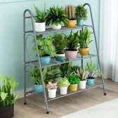 Plantenrek buiten metaal 3-laags – Plantenrek – Plantentafel – Plantenstandaard – Plantentrap - Zwart