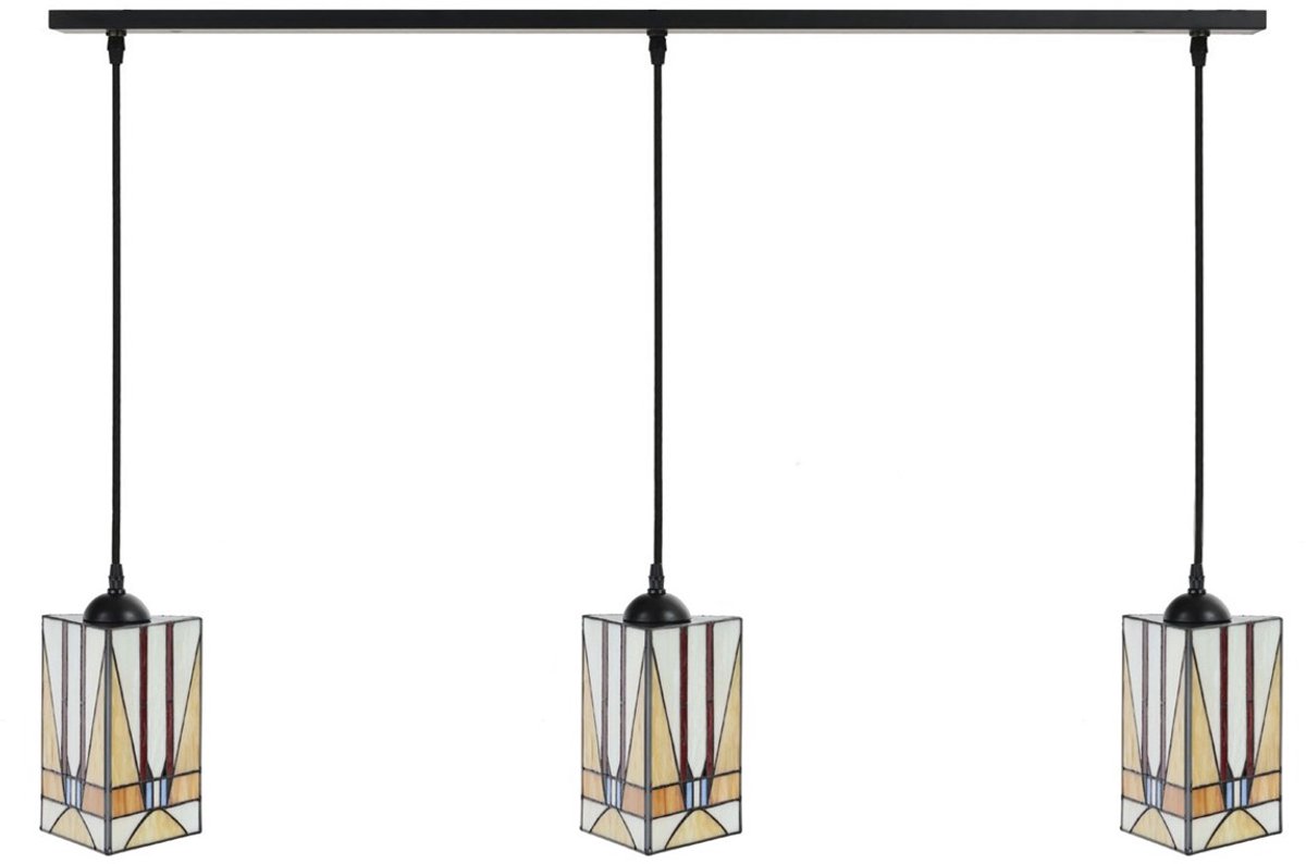 3 x Tiffany Tuschinski Triangle lampen aan plafondbalk - Art Deco Trade