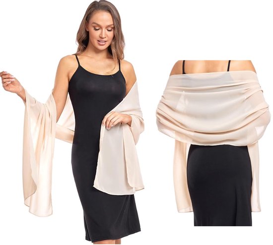 Omslagdoek - Dames Sjaal - Dunne omslagsjaal - voor Bruiloft Sjaal - Omslagdoek Sjaal Lang - Neksjaal - Zacht & Huidvriendelijk - 175*70 Cm - Beige
