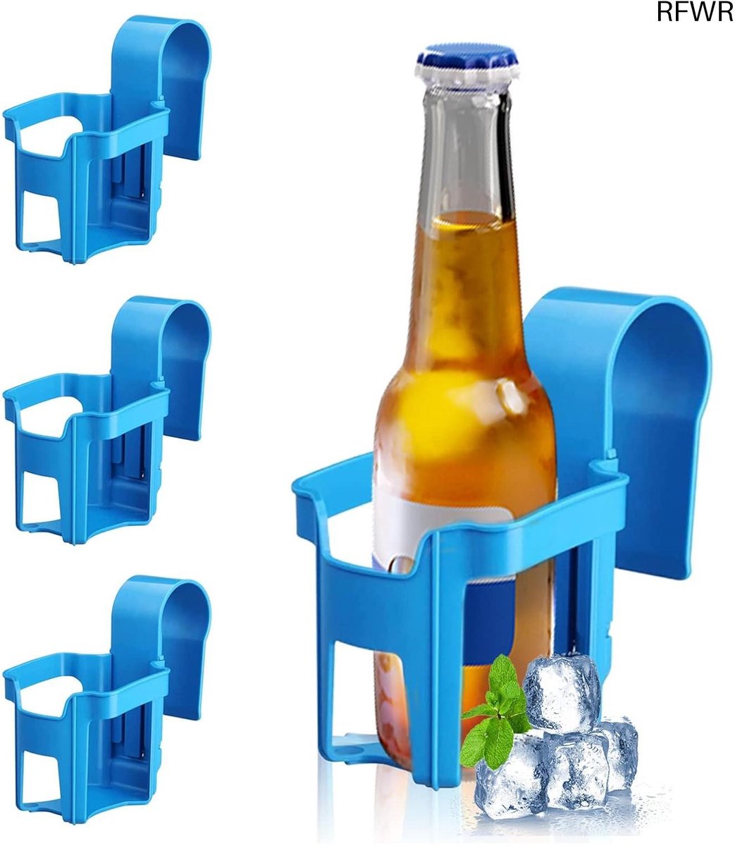 RFWR® 4 Stuks Bekerhouders voor Zwembad - Stabiele en Herbruikbare Kunststof Accessoires in Blauw