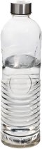 5Five Waterfles -1 liter - gehard ribbel glas - D8 x H29 cm - drinkfles - Glazen drink flessen