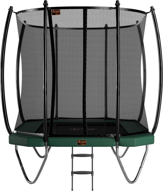 Avyna Opbouw Trampoline 380x255 – Inclusief Veiligheidsnet en Trapje – Groen – Grote Trampoline