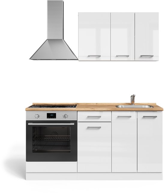 Cuisine individuelle Vicco R- Line – 160 cm avec meuble four sans plan de travail Wit brillant/blanc