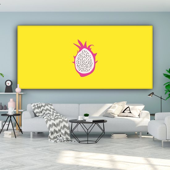 Canvas schilderij 160x80 cm - Exclusieve wanddecoratie Illustratie - Drakenvrucht - Kleurrijk - Muurdecoratie woonkamer - Slaapkamer decoratie - Kamer accessoires - Schilderijen op canvas