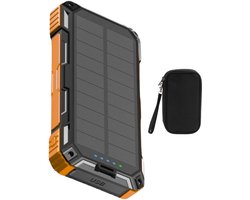 Isollis® - Powerbank - Powerbank Zonneenergie 20000 mAh - Solar powerbank - Noodpakket - Draadloze Powerbank 15W - 22.5W Snellader - Zaklamp - USB, USB-C & Micro USB - 6X ingebouwde kabels - Meerdere apparaten
