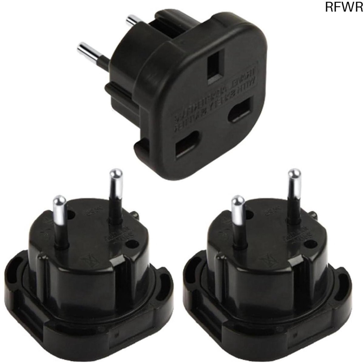 RFWR® 3 Stuks UK naar EU Adapter - 2-polige Stekker voor Reisgebruik