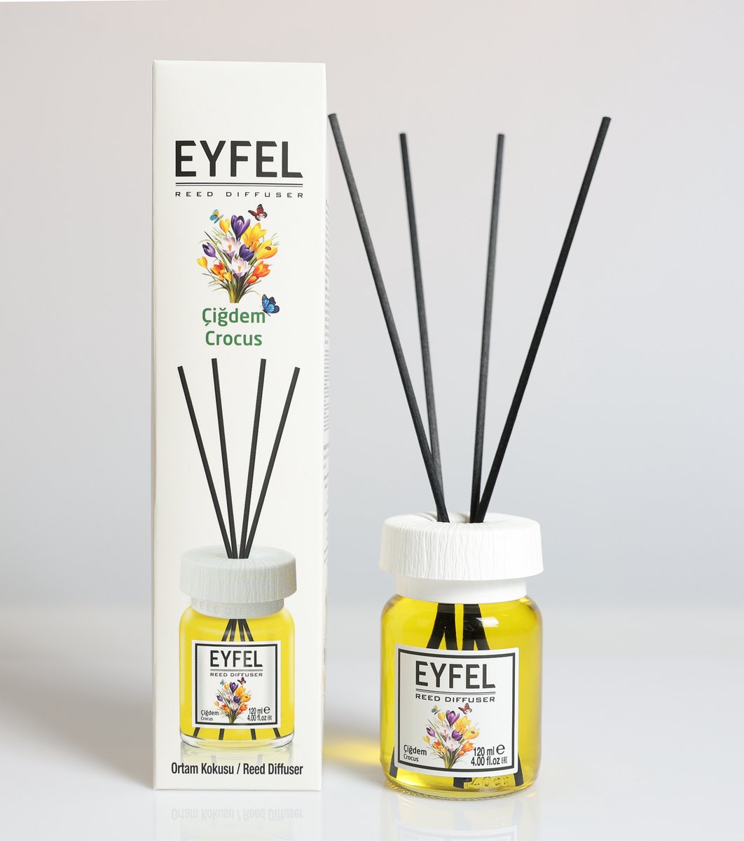 EYFEL - REED DIFFUSER - GEURSTOKJES - HUISPARFUM - CROCUS - 120ML