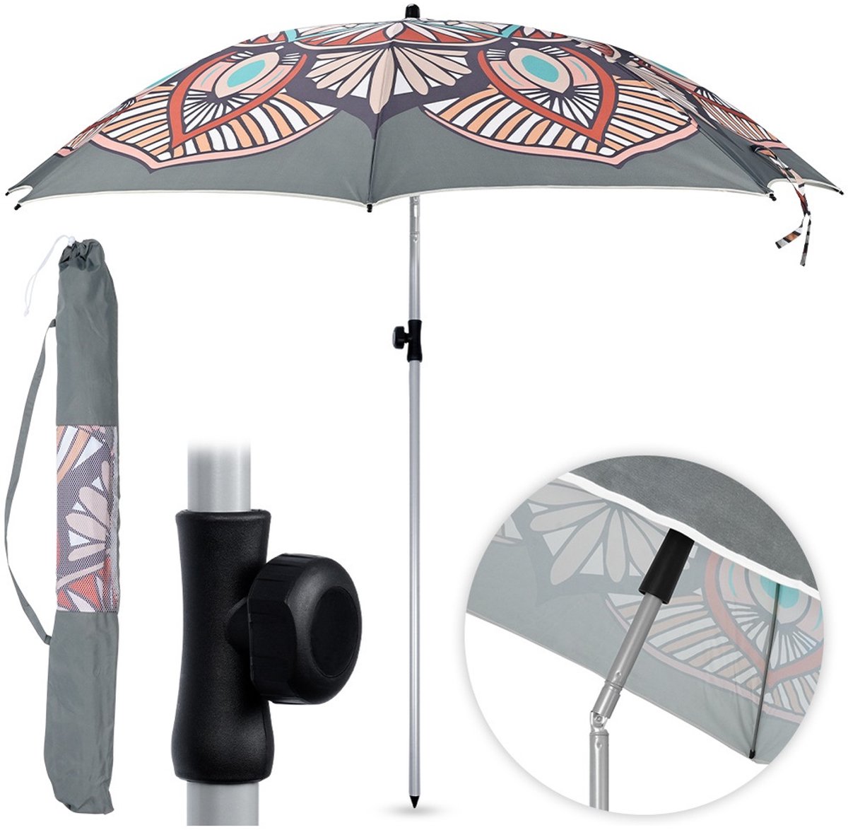 Tuin Strandparasol Verstelbaar 180 cm - Tuinparasol - Strand Parasol - Buiten - Stokparasol