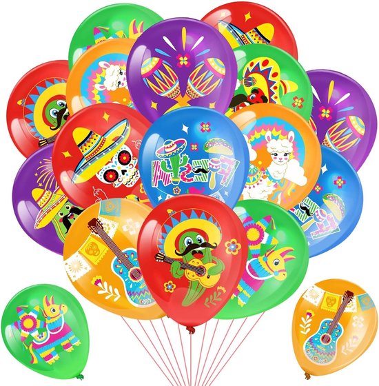 Allecto Plus - Decoratie Mexicaanse Fiesta met Cactus Ballonnen en Dia de Los Muertos Thema - Voor Mexicaanse Partyvieringen zoals Cinco de Mayo en Carnaval