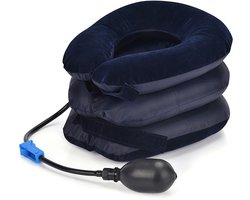 Opblaasbaar Nekpijn Kussen – Ergonomisch Nekkussen van Zacht Fleece – Neksteun & Nekstretcher – Verlicht Nek- en Schouderpijn – Blauw