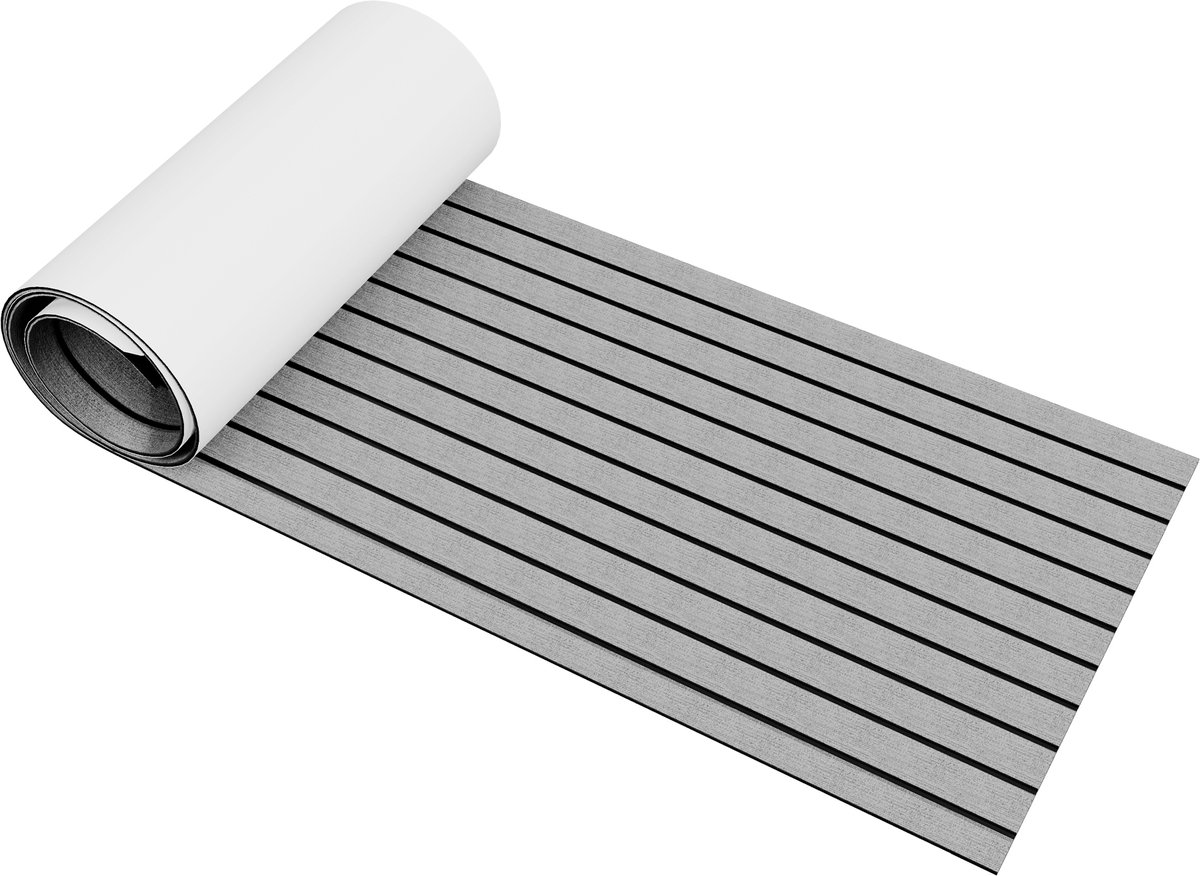 NAIZY Bootvloer Zelfklevende Eva Foam Bootbekleding Dekmat Bootmat Teak Imitatie Boottapijt Marinetapijt voor Boten Jachten Motorboten Speedboten 240x60 cm, Lichtgrijs