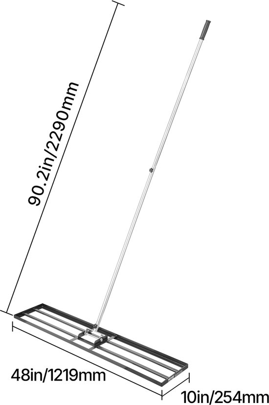 Gras egaliseerder met 213 cm steel - 121,9 x 25,4 cm koolstofstalen nivelleerplaat - 2-voudig in hoogte verstelbaar - Ideaal voor tuin en golfbaan van Kreator — afbeelding 2