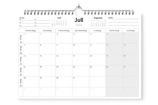22 maanden kalender - 2025/2026 - A4 Spiraalgebonden