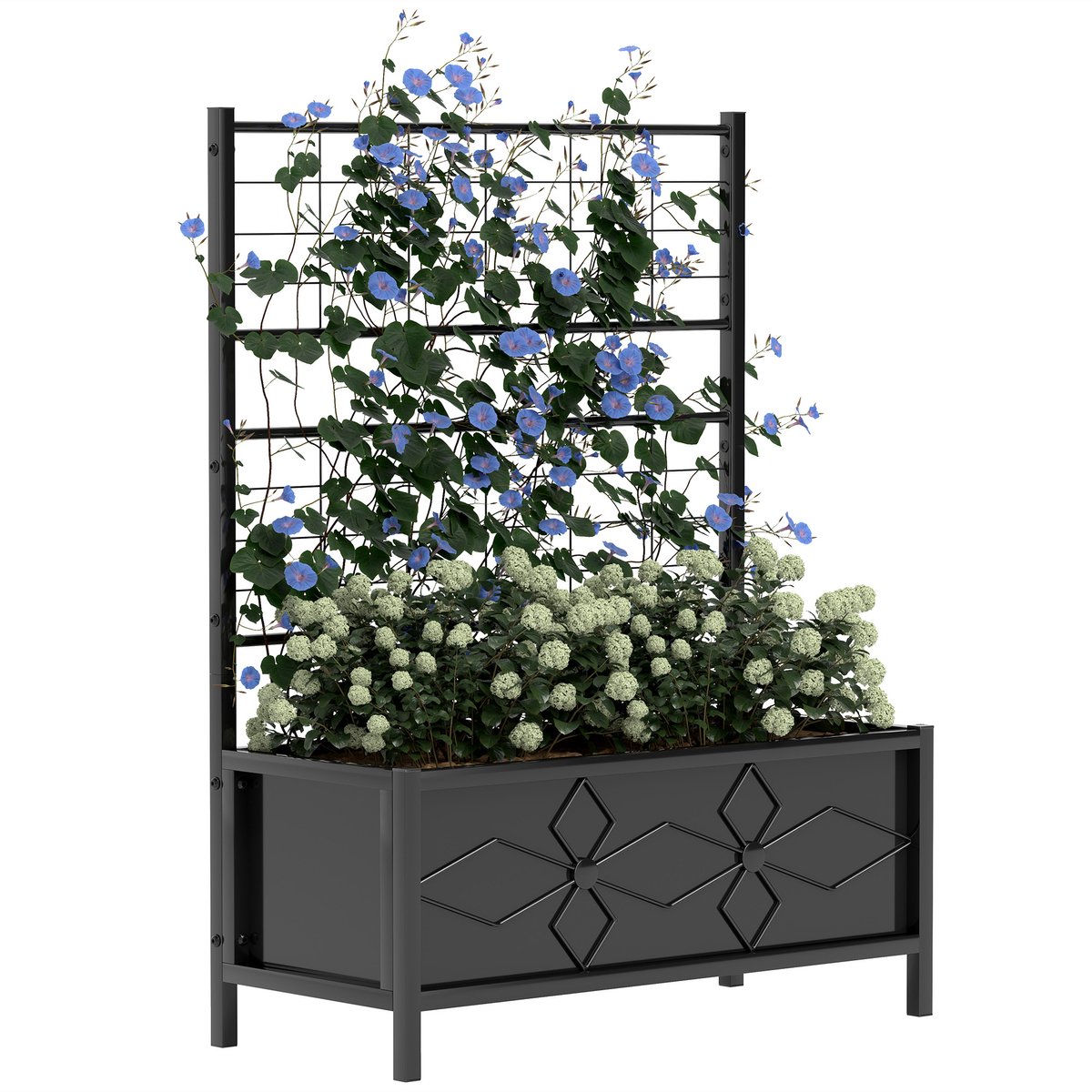 Outsunny-Multifunctioneel tuinbed-Gegalvaniseerd staal-90x40x120cm-Zwart