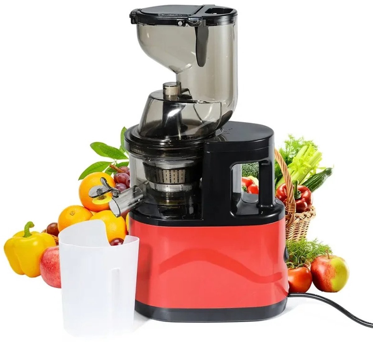 Slowjuicer - Sapcentrifuge - Cold Press Juicer - 500W Sapmachine - Grote Invoergoot 8 cm - Slow Speed Juicer - Fruitpers - Groentepers - BPA-vrij - Antiblokkeerfunctie - Laag Geluid - Eenvoudig te Reinigen - 220V