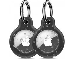 Waterdichte Sleutelhanger Geschikt voor Apple Airtag | Zwart 2-Pack | Ideaal voor huisdier, hond, kat, fiets, auto, sleutels, koffer, fatbike | Hoesje | Keychain | Houder | Sleutelhanger | Case