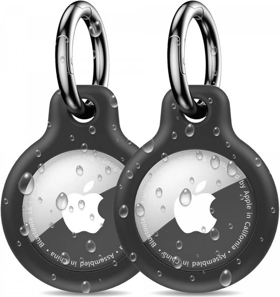 Waterdichte Sleutelhanger Geschikt voor Apple Airtag | Zwart 2-Pack | Ideaal voor huisdier, hond, kat, fiets, auto, sleutels, koffer, fatbike | Hoesje | Keychain | Houder | Sleutelhanger | Case