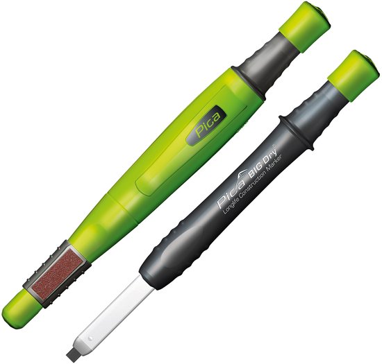 Een groene en een zwarte Pica BIG DRY markeerstift.