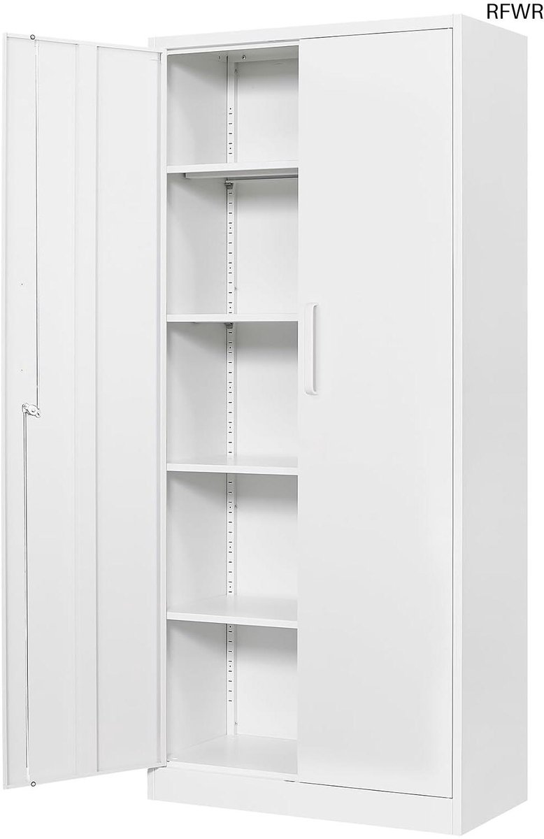 RFWR® Multifunctionele Stalen Kasten met Slot voor Kantoor, Huis en Garage - 1700 x 780 x 390 mm, Wit