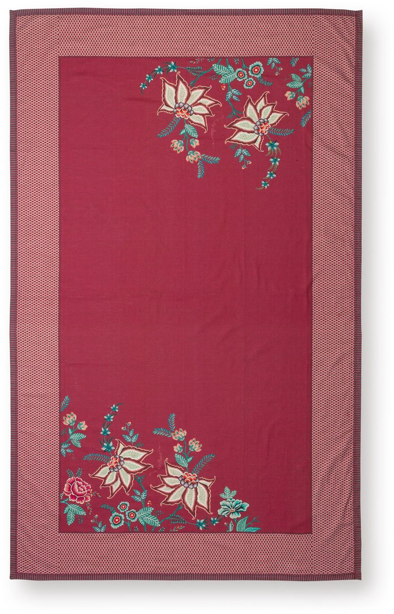 Pip Studio - Flower Festival - Tafelkleed - Donkerroze - Katoen - 150x250cm