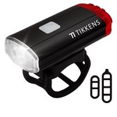 TIKKENS LED Éclairage de vélo Lights Lampe de casque - Feu avant et feu arrière - Rechargeable par USB - Zwart - Avant et arrière - Étanche - Feux de vélo