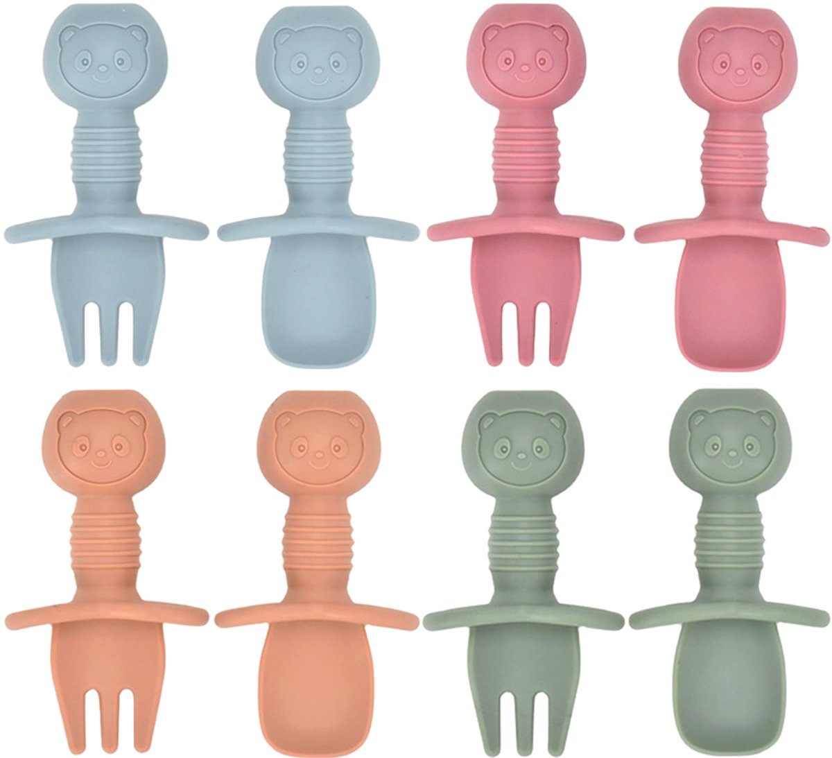 Image of 4 Setjes - Baby Bestek - BPA-vrije - Vork en Lepel - Kinderbestekset