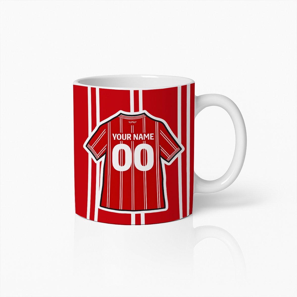 Gepersonaliseerde Voetbalshirt Mok – Rode Soccer Beker met Eigen Naam en Nummer