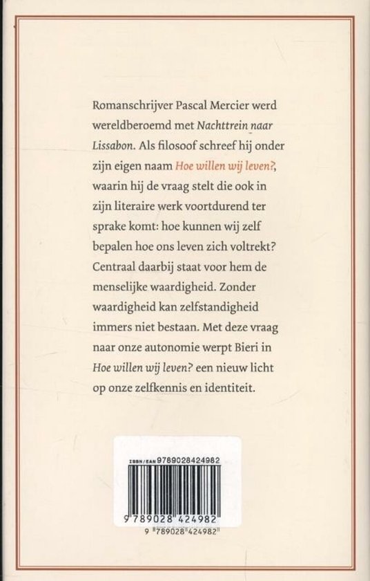 Boekomslag met tekst, ISBN en streepjescode. De tekst in het midden is een recensie.