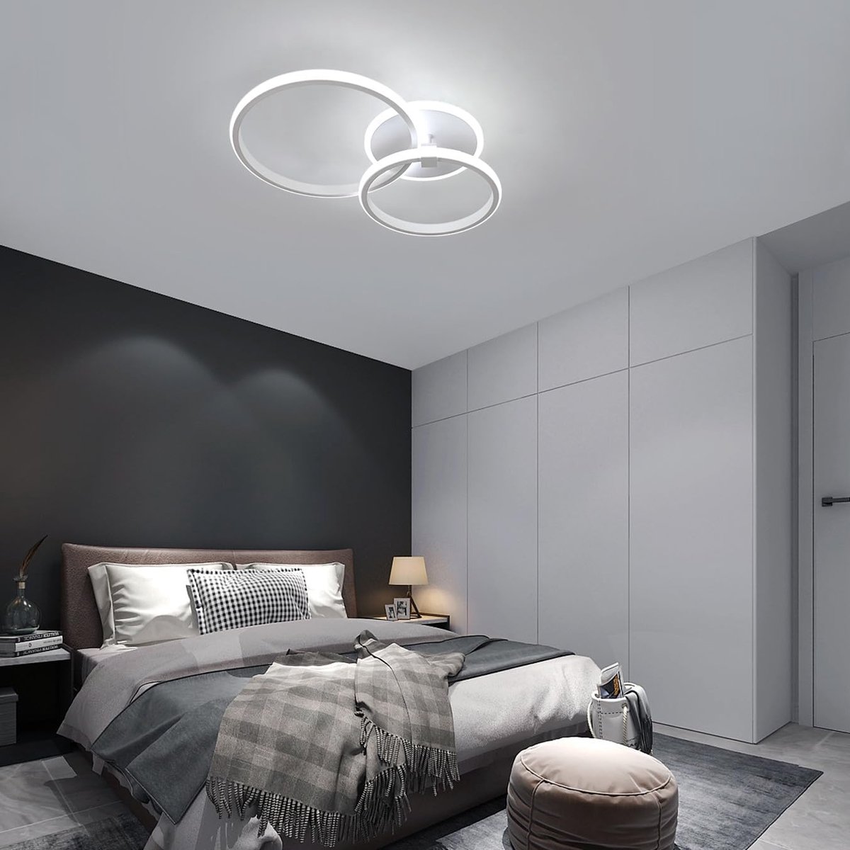 Haobosic - Moderne LED plafondlamp, 42W, 4700 lm, rond design, 6500K koelwit licht, voor slaapkamer, woonkamer, keuken, hal, kantoor, diameter 52cm