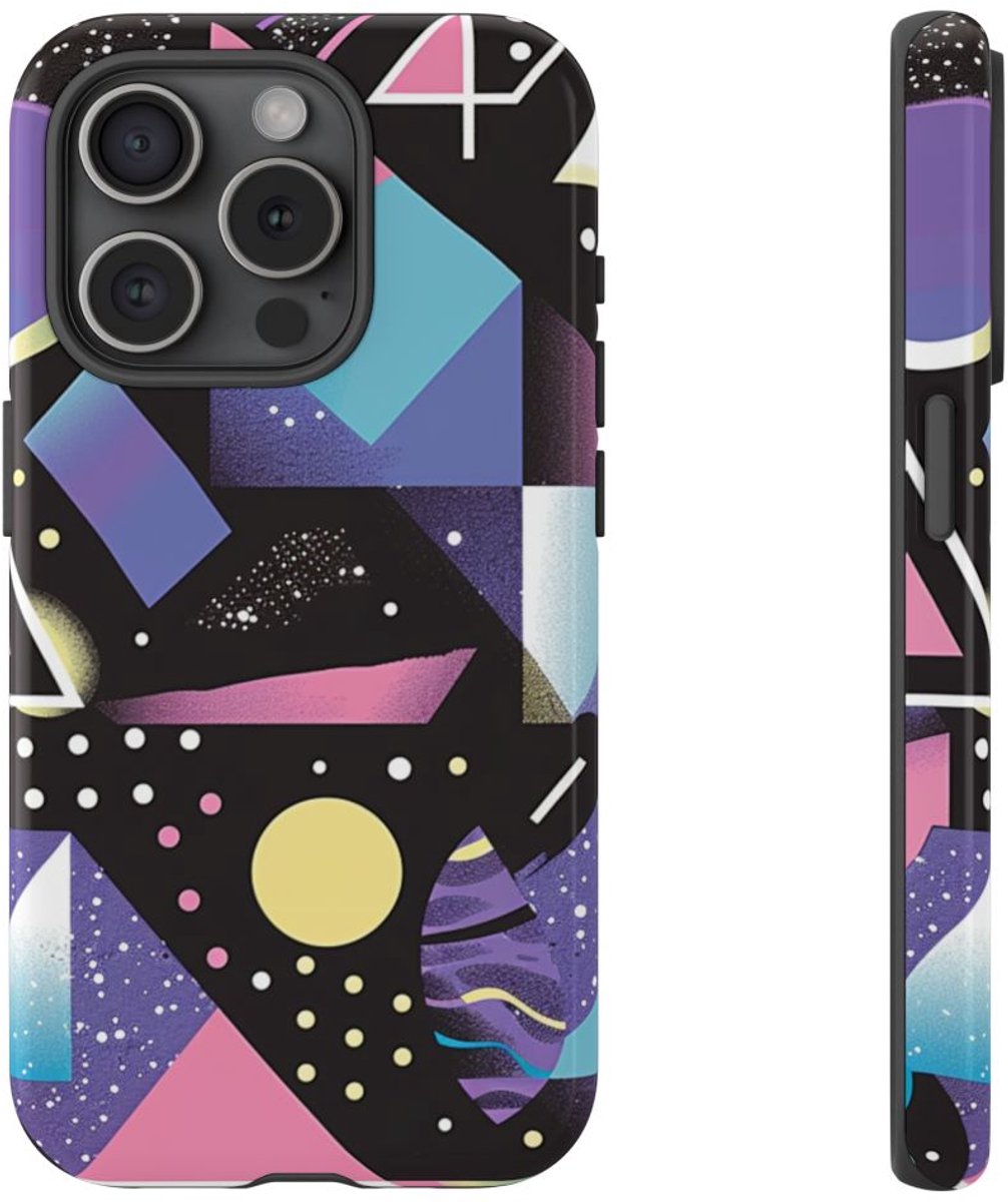 Geometrisch Vaporwave Abstract Patroon – Telefoonhoesje Geschikt voor iPhone 15 Pro