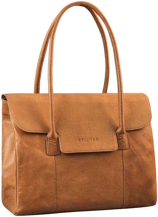 STILORD Vanessa Handtas Dames Medium Leren Schoudertas Grote Leren Handtas Dames Echt Leren Schoudertas Dames Shopper Kleur:zwart