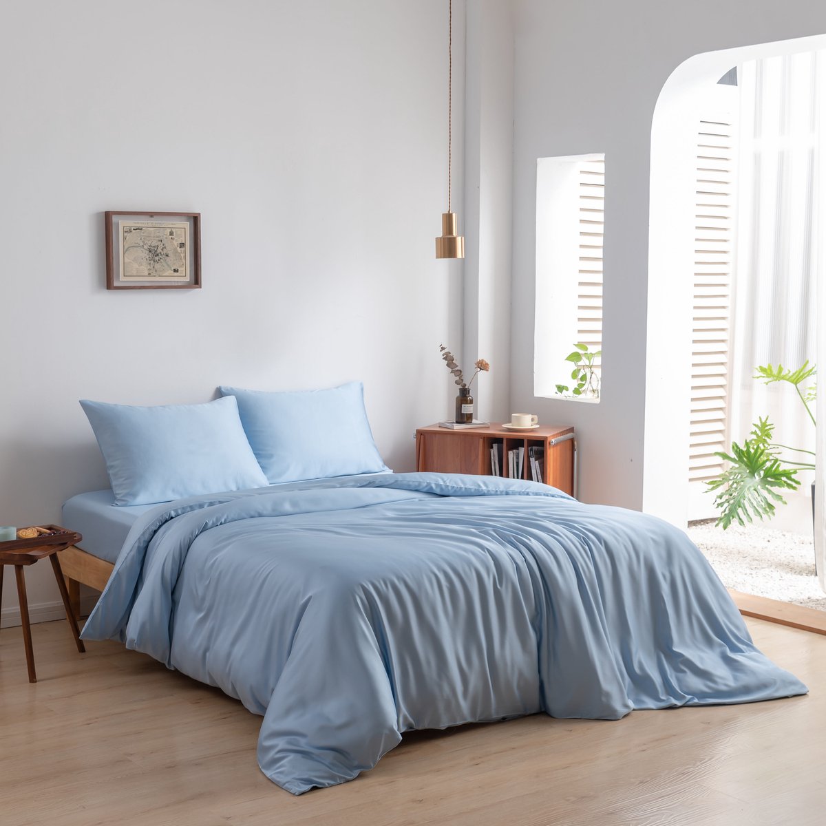 Bamboe dekbedovertrek Sky Blue 200x220 cm – Instopstrook, zacht, ademend & duurzaam | Boomba Bamboo®