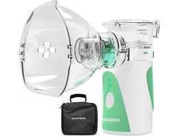 Vulpes Goods® HealthCare - Aerosoltoestel - Ultrasone Vernevelaar Inhalator – Nebulizer - Inhalatieapparaat voor Kinderen, Volwassenen & Baby’s – Helpt tegen Luchtwegaandoeningen - Incl. 3 mondstukken & luxe reistas