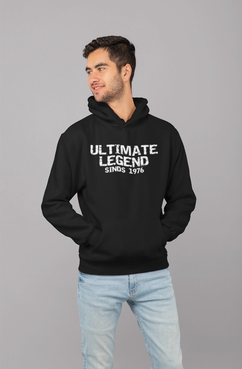 1976 Jaar Zwart Hoodie heren - Maat XXL - Ultimate Legend - Verjaardag Cadeau Mannen - Limited Edition